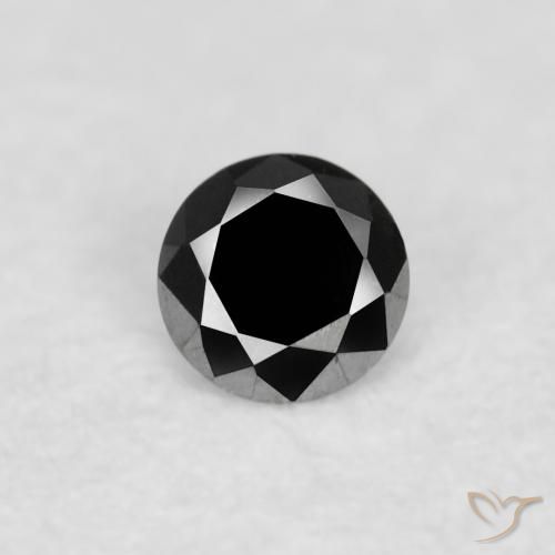 0.03ct طبيعي أسود الماس, دائري, غير شفاف