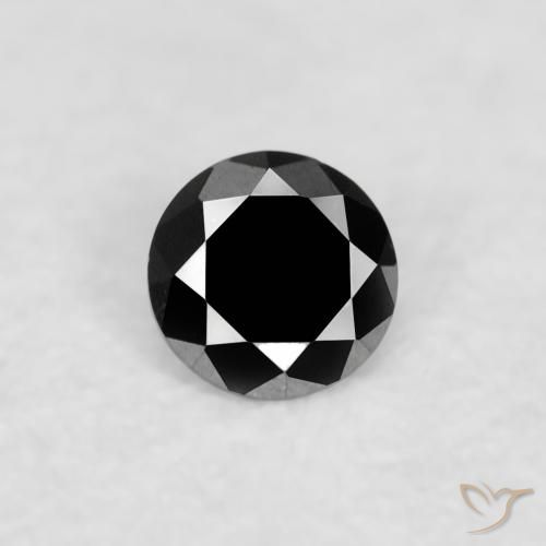 0.03ct طبيعي أسود الماس, دائري, غير شفاف