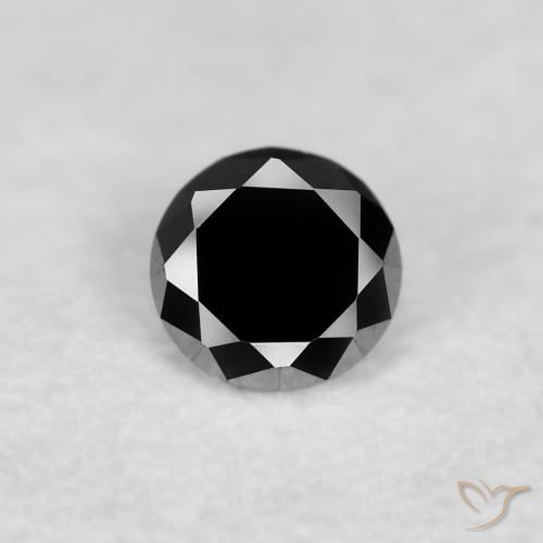 0.03ct طبيعي أسود الماس, دائري, غير شفاف
