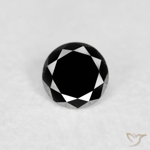 0.07ct طبيعي أسود الماس, دائري, غير شفاف