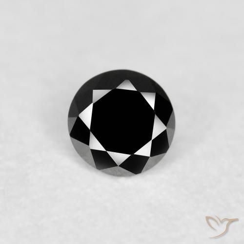 0.07ct طبيعي أسود الماس, دائري, غير شفاف