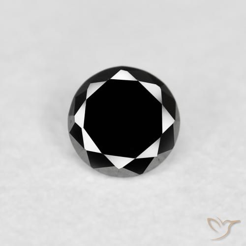 0.08ct طبيعي أسود الماس, دائري, غير شفاف