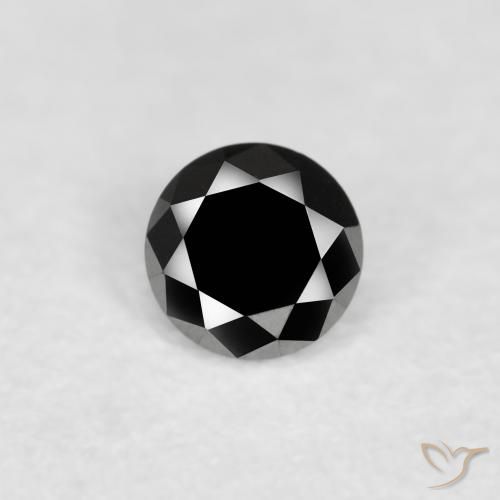 0.11ct طبيعي أسود الماس, دائري, غير شفاف