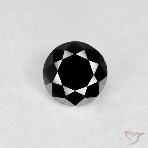 0.09ct طبيعي أسود الماس, دائري, غير شفاف