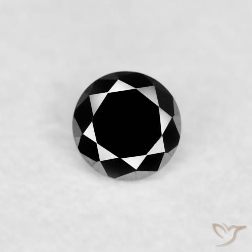 0.02ct طبيعي أسود الماس, دائري, غير شفاف