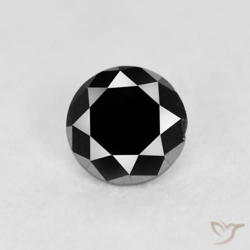 0.09ct طبيعي أسود الماس, دائري, غير شفاف