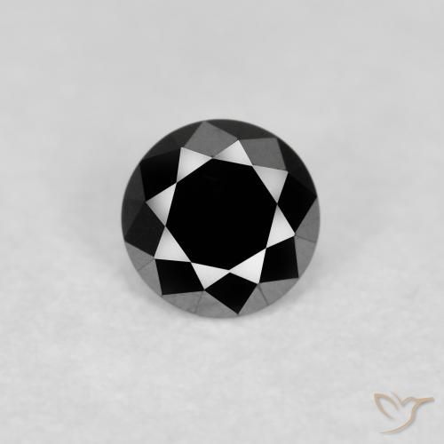 0.12ct طبيعي أسود الماس, دائري, غير شفاف