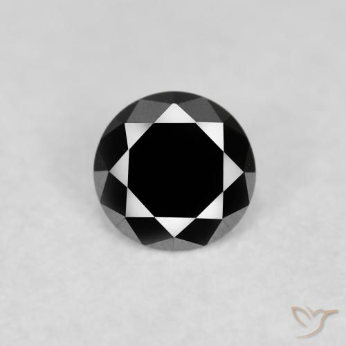 0.12ct طبيعي أسود الماس, دائري, غير شفاف