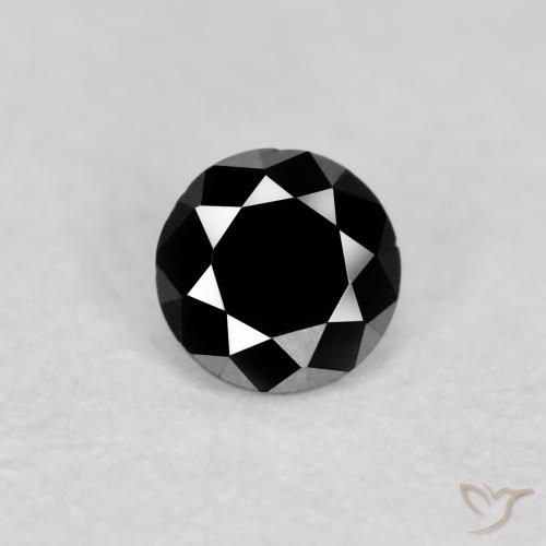 0.07ct طبيعي أسود الماس, دائري, غير شفاف