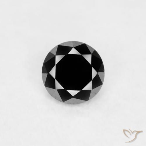 0.03ct طبيعي أسود الماس, دائري, غير شفاف