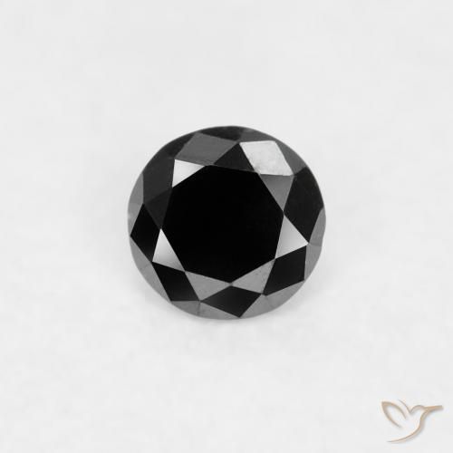 0.03ct طبيعي أسود الماس, دائري, غير شفاف
