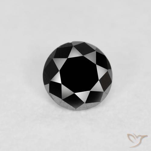 0.09ct طبيعي أسود الماس, دائري, غير شفاف