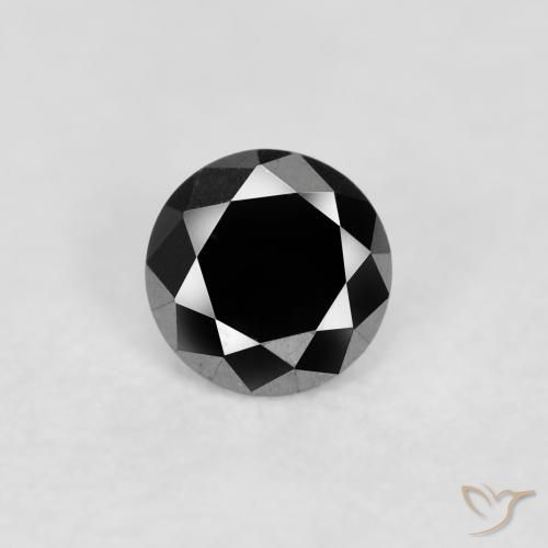 0.10ct طبيعي أسود الماس, دائري, غير شفاف