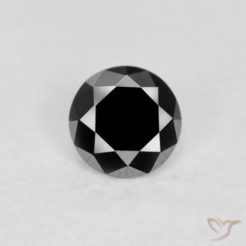 0.09ct طبيعي أسود الماس, دائري, غير شفاف