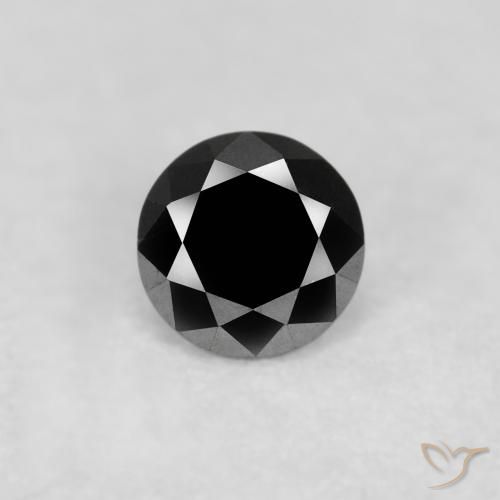 0.10ct طبيعي أسود الماس, دائري, غير شفاف
