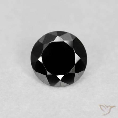 0.10ct طبيعي أسود الماس, دائري, غير شفاف