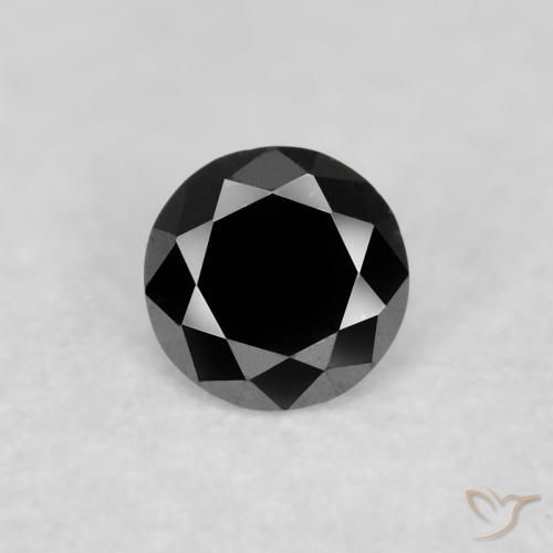 0.07ct طبيعي أسود الماس, دائري, غير شفاف