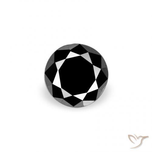 0.10ct طبيعي أسود الماس, دائري, غير شفاف