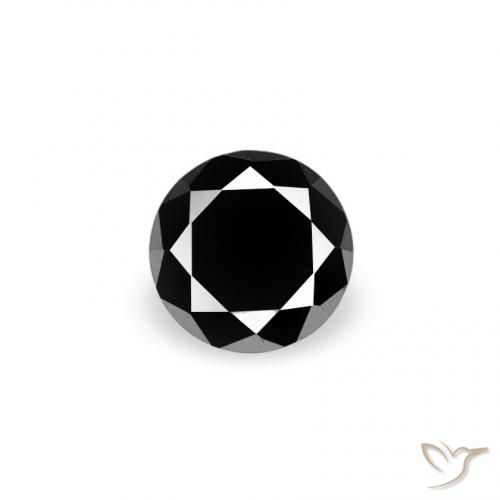 0.07ct طبيعي أسود الماس, دائري, غير شفاف