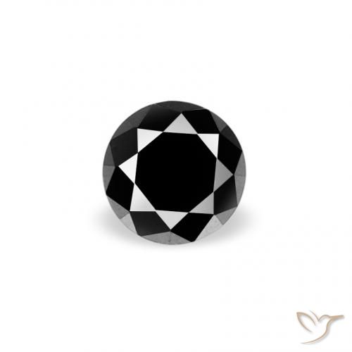 0.07ct طبيعي أسود الماس, دائري, غير شفاف