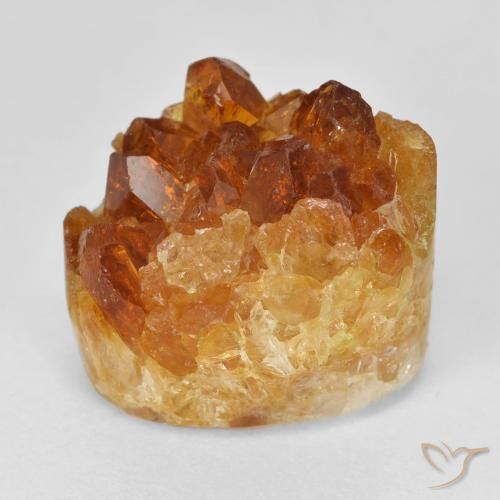 15.51ct طبيعي برتقالى متوسط سيترين دروزى, بيضوي, غير شفاف