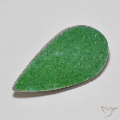 9.49ct طبيعي أخضر متوسط دروزي فاريسسيت, شكل الكمثرى, غير شفاف