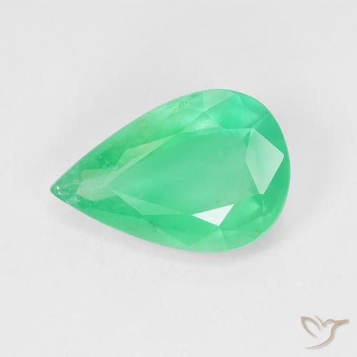 3.54ct طبيعي اخضر فاتح زمرد, شكل الكمثرى, SI