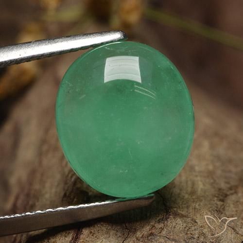 6.26ct طبيعي اخضر زاهى زمرد, بيضوي, نصف شفاف
