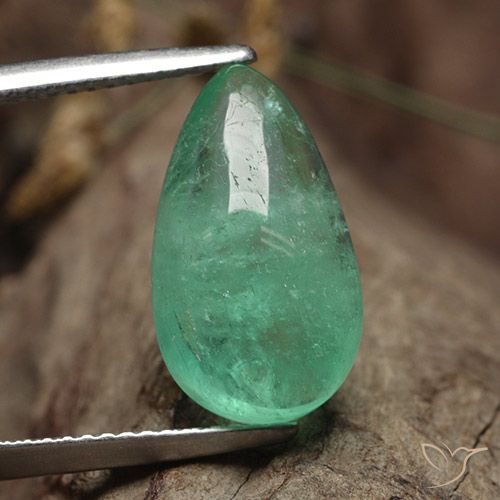 6.23ct طبيعي اخضر فاتح زمرد, شكل الكمثرى, نصف شفاف