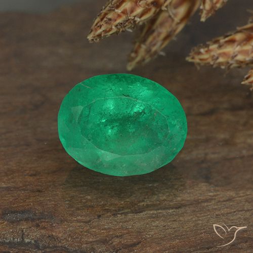 0.88ct طبيعي أخضر دافئ زمرد, بيضوي, VS-SI