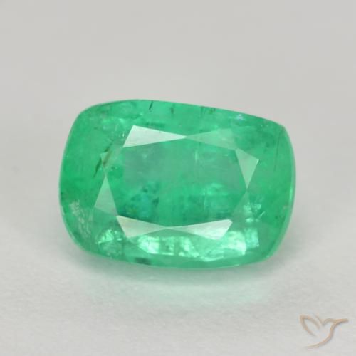 2.14ct طبيعي اخضر زاهى زمرد, وسادة, I1