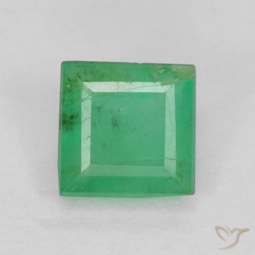0.38ct طبيعي أخضر مصفر زمرد, مربع, VS-SI