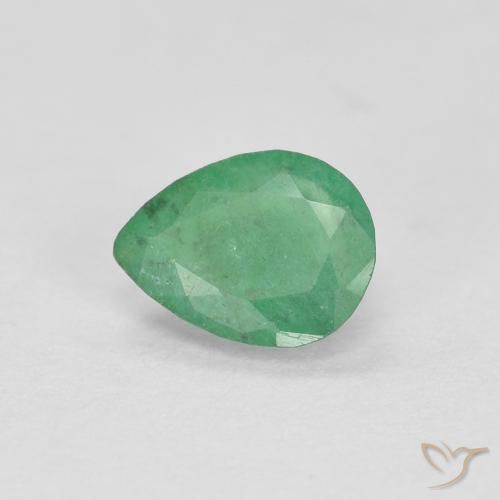 0.32ct طبيعي أخضر برسيمى زمرد, شكل الكمثرى, SI