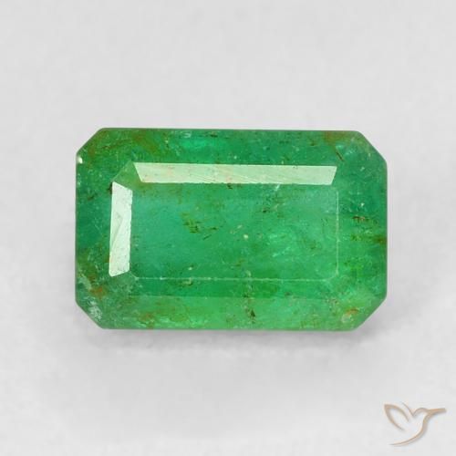 0.66ct طبيعي أخضر مصفر زمرد, قص الزمرد, SI