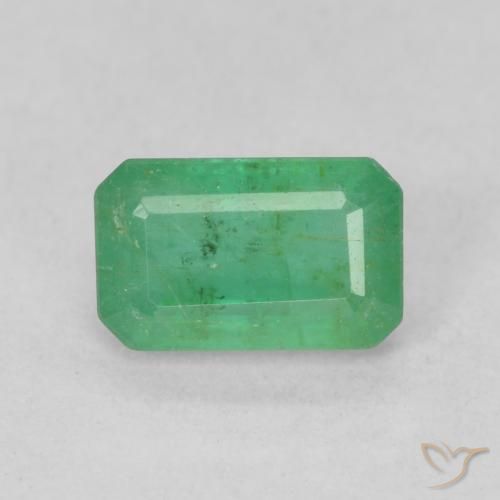 0.69ct طبيعي أخضر مصفر زمرد, قص الزمرد, SI