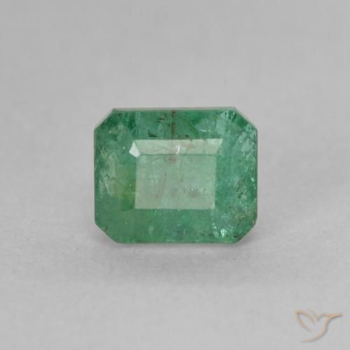 0.89ct طبيعي أخضر فاتح متوسط زمرد, قص الزمرد, SI