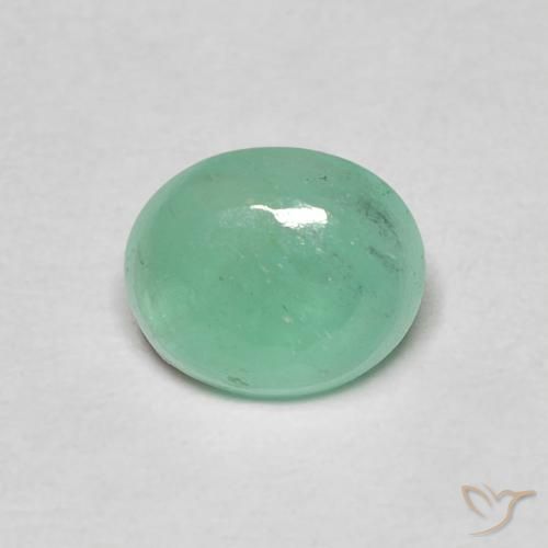 0.93ct طبيعي أخضر فستقى زمرد, بيضوي, نصف شفاف