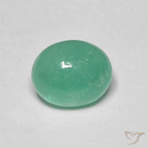 1.25ct طبيعي أخضر متوسط زمرد, بيضوي, نصف شفاف