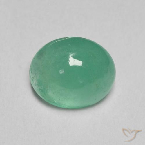 0.80ct طبيعي أخضر مزرق زمرد, بيضوي, نصف شفاف