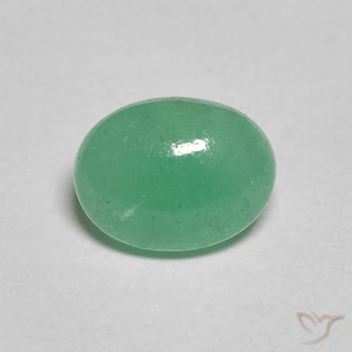 1.12ct طبيعي اخضر فاتح زمرد, بيضوي, نصف شفاف