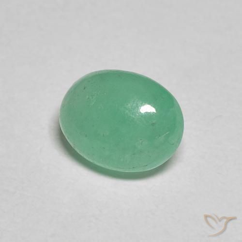0.91ct طبيعي أخضر سرخسى زمرد, بيضوي, نصف شفاف
