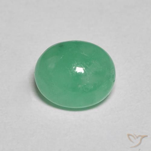 1.11ct طبيعي أخضر ريحانى فاتح زمرد, بيضوي, نصف شفاف