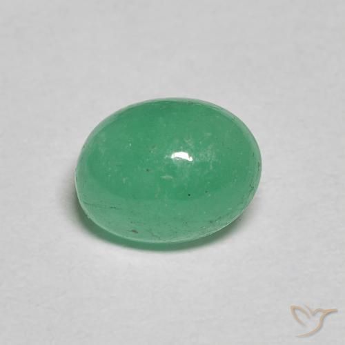 1.08ct طبيعي أخضر برسيمى زمرد, بيضوي, نصف شفاف