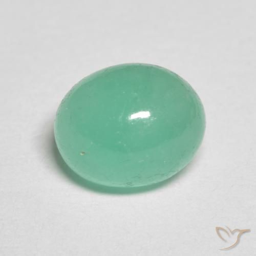 1.41ct طبيعي اخضر فاتح زمرد, بيضوي, نصف شفاف