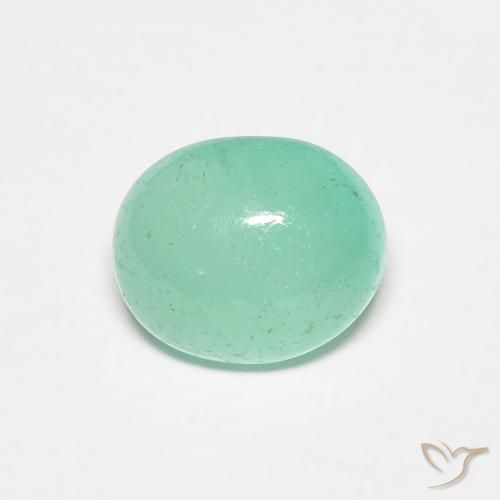 0.90ct طبيعي اخضر فاتح زمرد, بيضوي, نصف شفاف