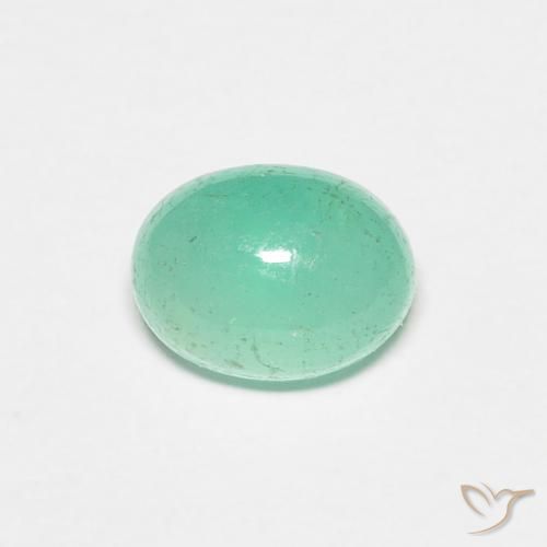 0.91ct طبيعي اخضر فاتح زمرد, بيضوي, نصف شفاف