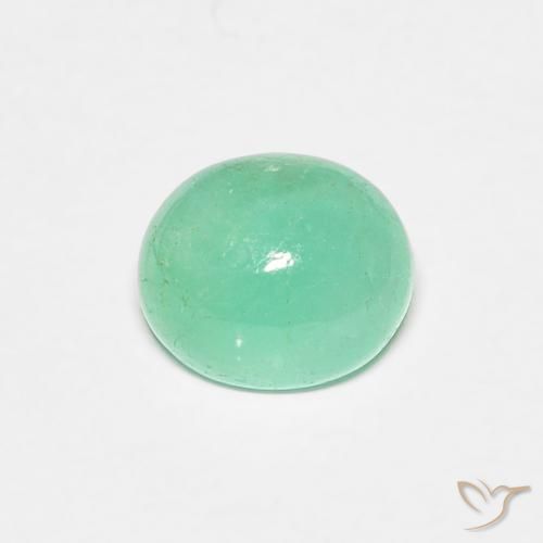 0.77ct طبيعي اخضر زاهى زمرد, بيضوي, نصف شفاف