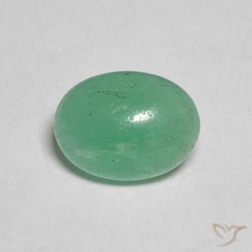 0.75ct طبيعي أخضر متوسط زمرد, بيضوي, نصف شفاف