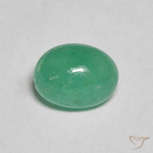 0.96ct طبيعي اخضر فاتح زمرد, بيضوي, نصف شفاف