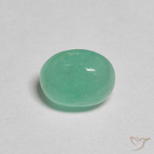 0.77ct طبيعي أخضر فستقى زمرد, بيضوي, نصف شفاف